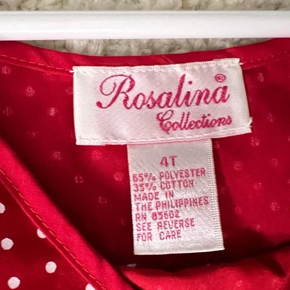 Girls 4T Red Polka Dot Dress with Embroidered Initials - Picture 3 of 6